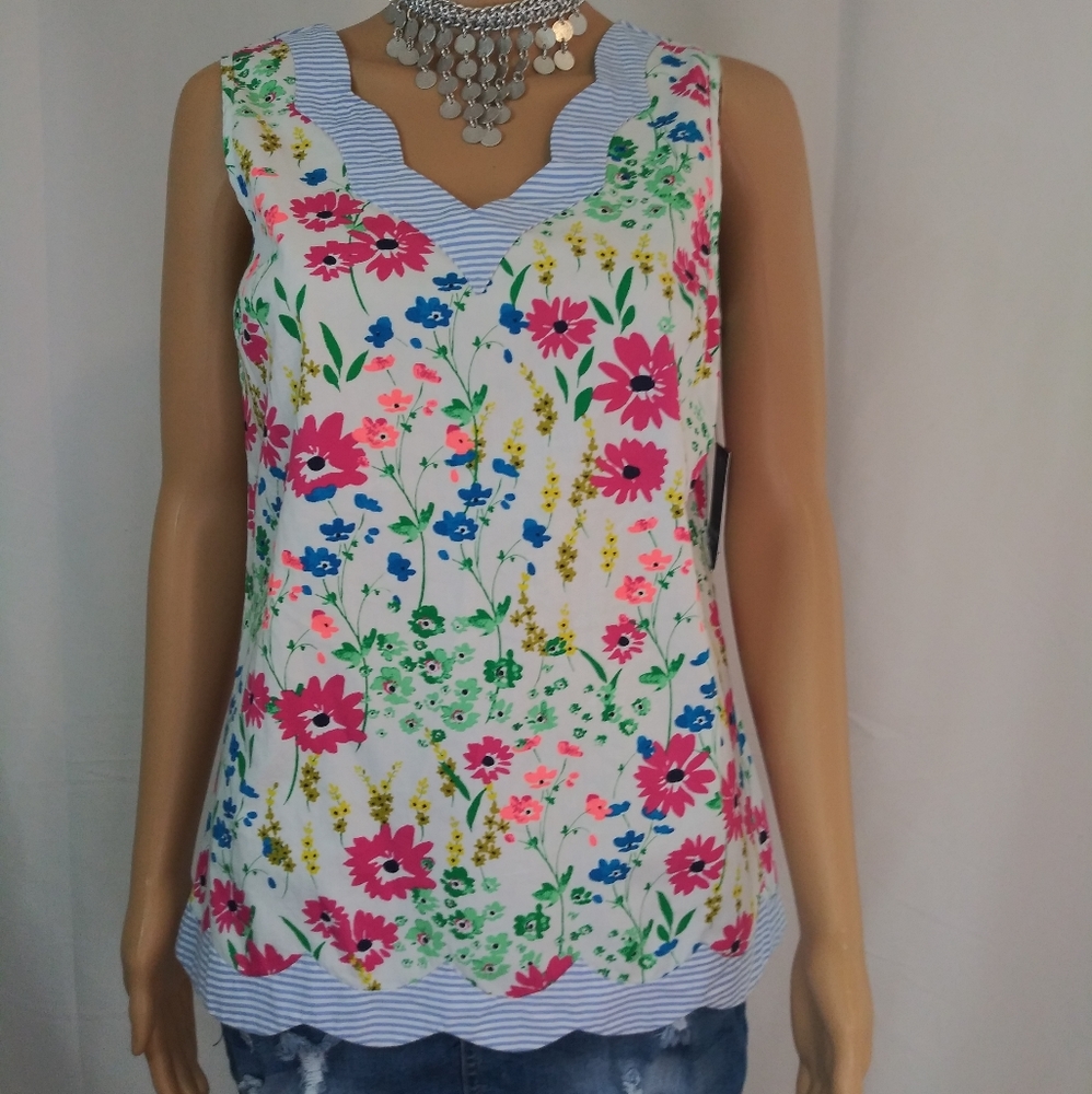 crown & ivy Womens S Floral Tank Top Blouse NWT